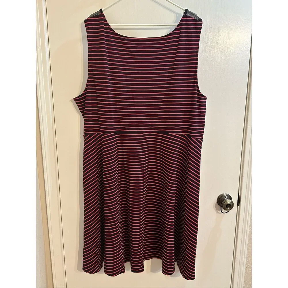 Torrid size 5X striped skater dress fit and flare striped pink/ black